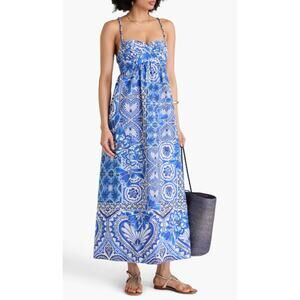 Caroline Constas GRECIAN PAISLEY PRINT Cotton Maxi Dress in BluE M NWT $250